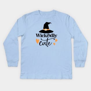 Wickedly Cute Halloween Fall Graphic Art Kids Long Sleeve T-Shirt